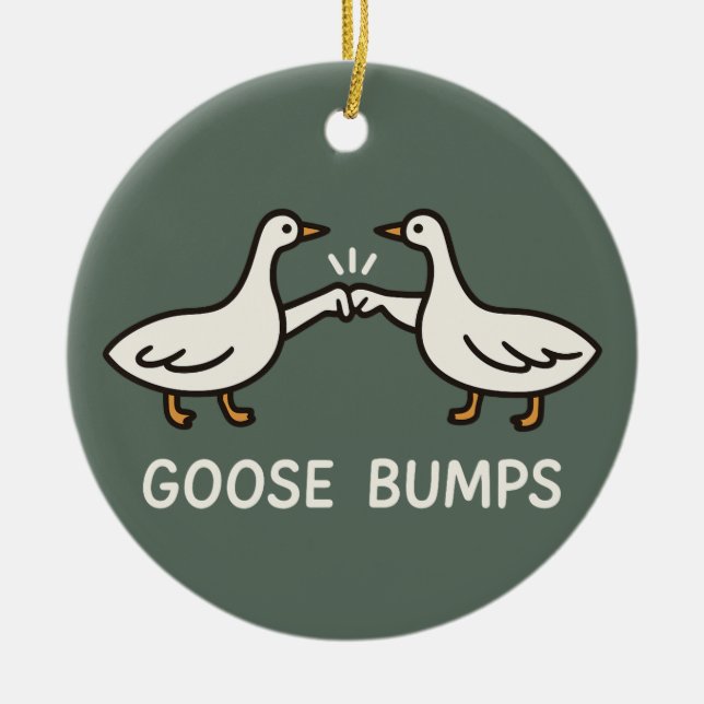 Funny Goose Bumps Cartoon | Faustgeflügel Keramik Ornament (Vorne)