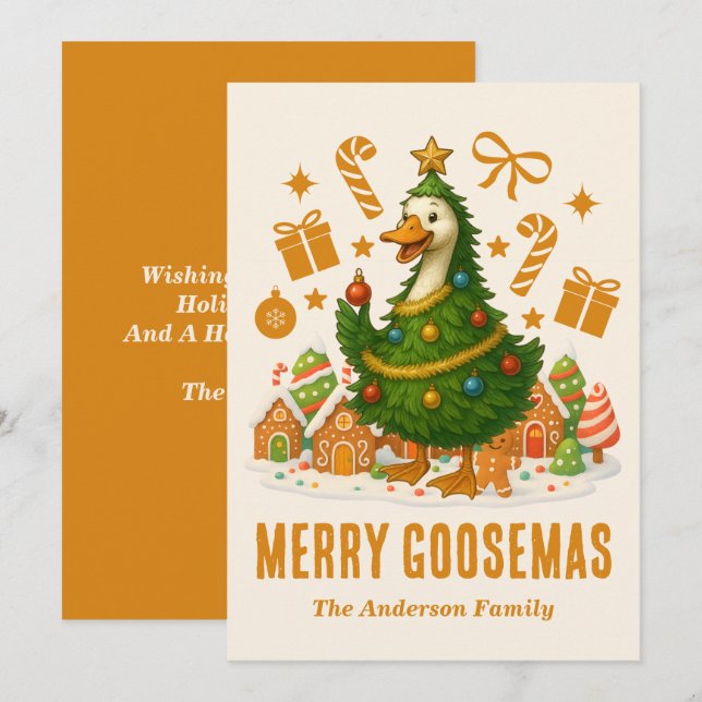 Funny Goose Christmas Tree | Grußkarte Feiertagskarte (Vorne/Hinten)