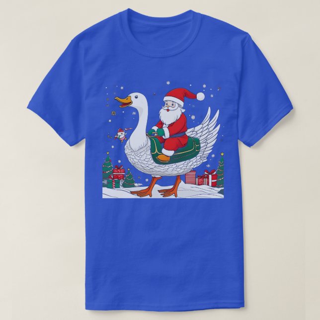 Funny Goose Christmas Tree Light Pajama Goose Xmas T-Shirt (Design vorne)