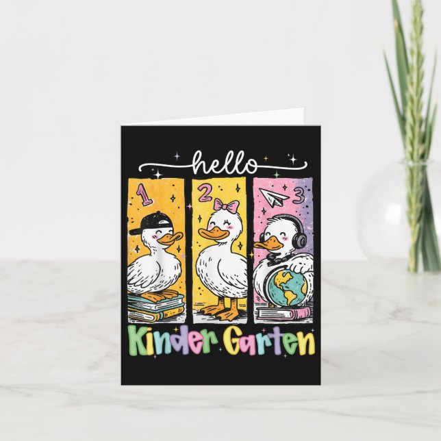 Funny Goose Hallo Kindergarten Zurück zur Schule Karte (Vorderseite)