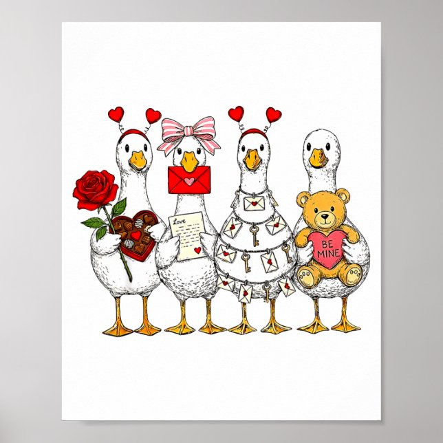 Funny Goose Happy Valentine Goose Cute Heart Lover Poster (Vorne)