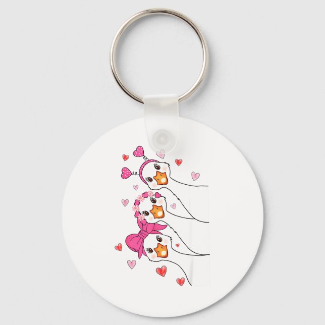 Funny Goose Happy Valentine Goose Cute Heart Lover Schlüsselanhänger (Vorderseite)