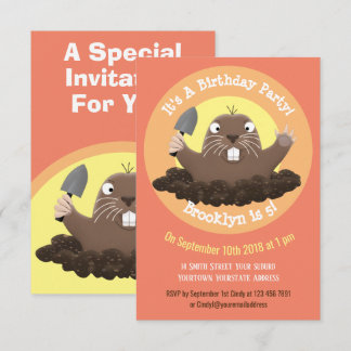 Funny Gopher Cartoon Illustrationseinladung Einladung