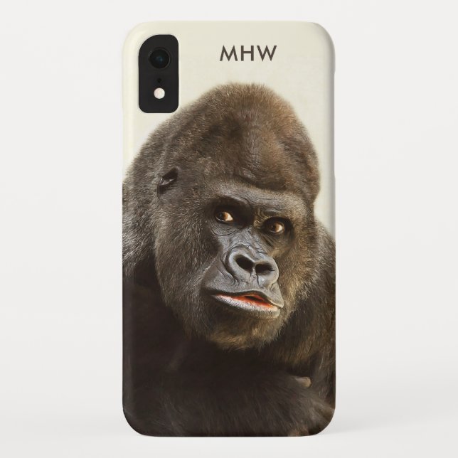 Funny Gorilla benutzerdefinierte Monogramm-Telefon Case-Mate iPhone Hülle (Rückseite)