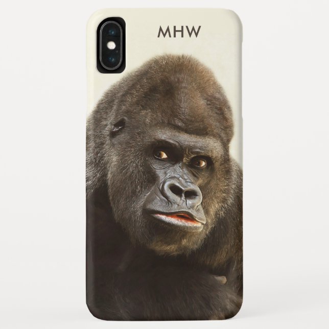 Funny Gorilla benutzerdefinierte Monogramm-Telefon Case-Mate iPhone Hülle (Rückseite)