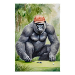 Funny Gorilla Club Golf spielen Poster