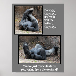 Funny Gorilla, zu viel Weekend Party Poster