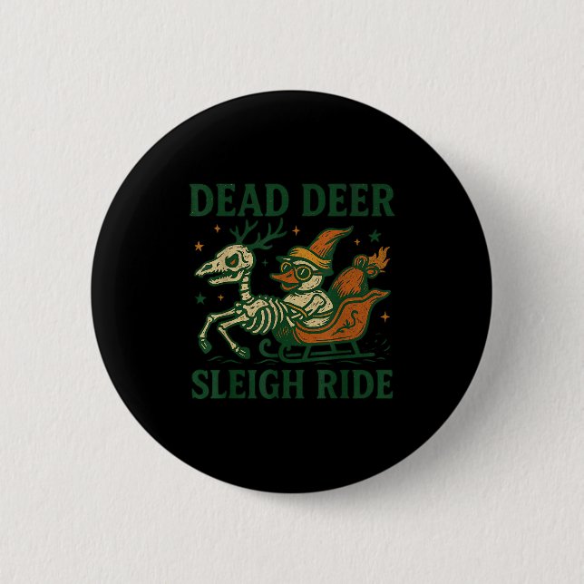 Funny Goth Christmas Pun Y Reindeer Skeleton Xmas  Button (Vorderseite)