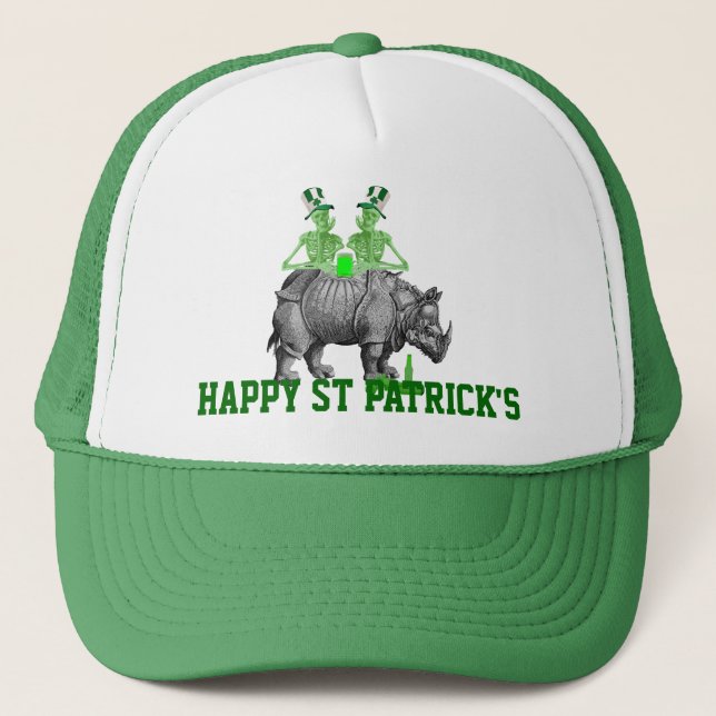Funny gothic skeletons Irish St Patrick's Day Truckerkappe (Vorderseite)