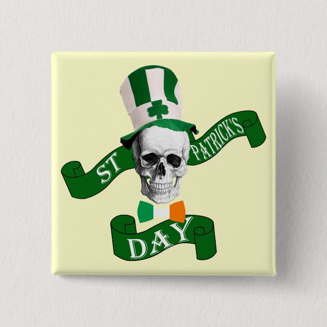 Funny gothic skull Irish St Patrick's Day Button (Vorderseite)