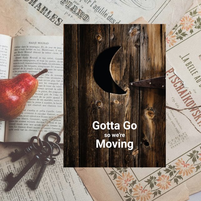 Funny Gotta Go Moving Wood Door with Moon Ankündigung (Von Creator hochgeladen)