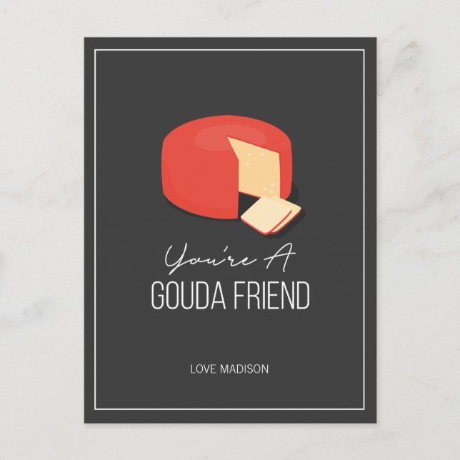 Funny Gouda Ami Valentine Love Fromage Carte posta (Devant)