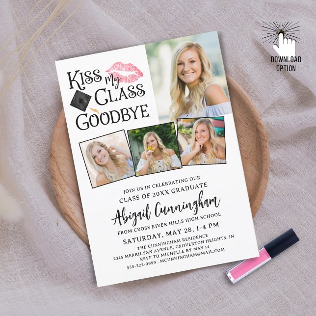 Funny Graduate KISS MEINE KLASSE GOODBYE 4 Fotos Einladung (Von Creator hochgeladen)