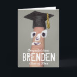 Funny Graduation Congratulations Class of 2023 Karte<br><div class="desc">This funny graduation congratulations card features a finger puppet wearing a black graduation cap and hand drawn face. Front of the card reads,  "Congratulations,  Brenden (replace with your own name) Class of 20xx". Designed by world renowned artist ©Tim Coffey.</div>