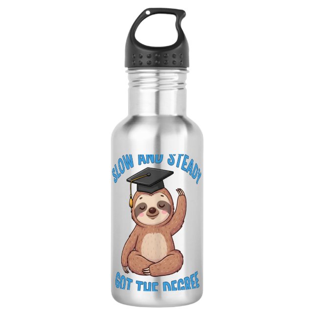 Funny Graduation Sloth Edelstahlflasche (Vorderseite)