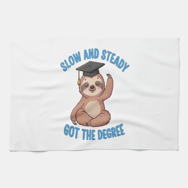 Funny Graduation Sloth Geschirrtuch (Horizontal)