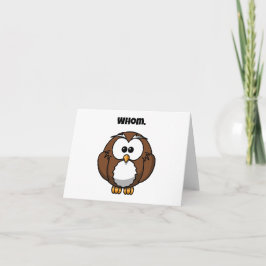 Funny Grammar Owl Cartoon für Writer & Word Nerd Karte