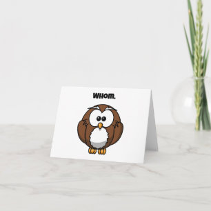 Funny Grammar Owl Cartoon für Writer & Word Nerd Karte