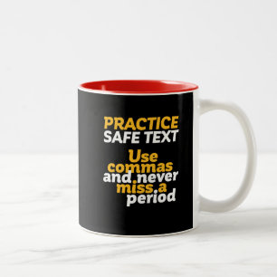 Funny Grammar Spaß praktiziert sichere Textverwend Zweifarbige Tasse