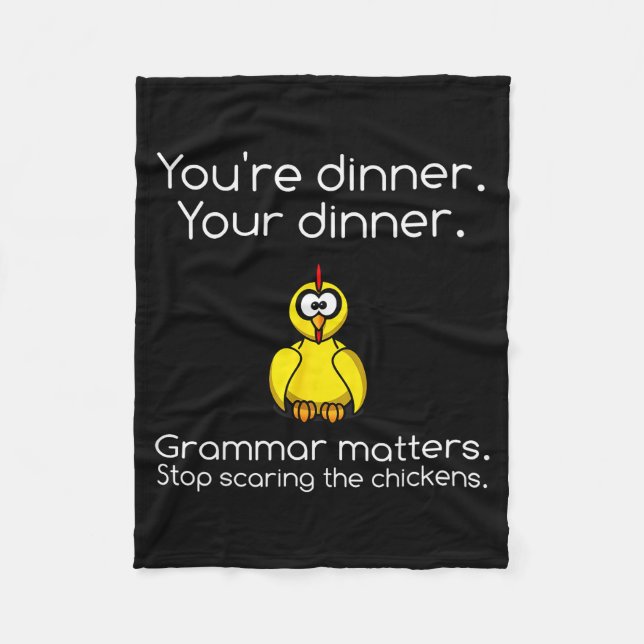 Funny Grammar - Stop Ing The Chickens Shirts  Fleecedecke (Vorderseite)