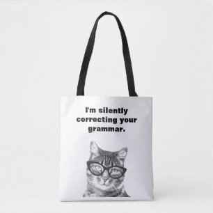 Funny Grammatik Polizei Katze Grundschullehrer Tasche