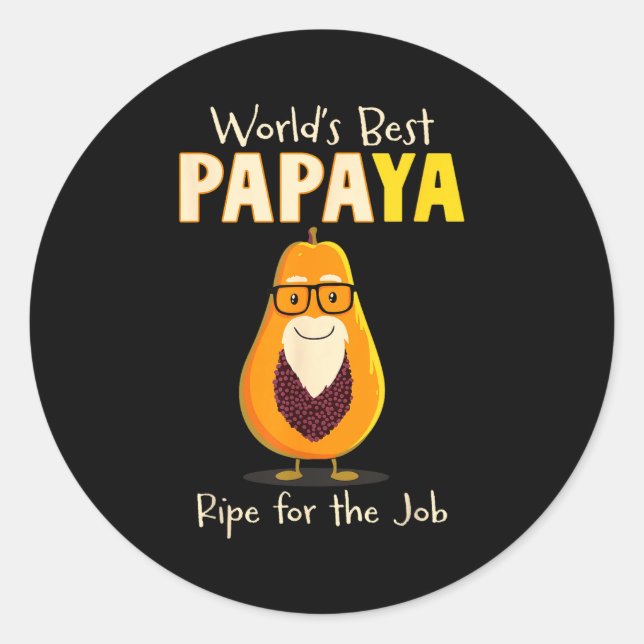 Funny Grandfather World's Papa Papaya Pun  Runder Aufkleber (Vorderseite)