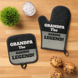 Funny Grandpa Baking Legend Star der Küche Ofenhandschuh & Topflappen-Set