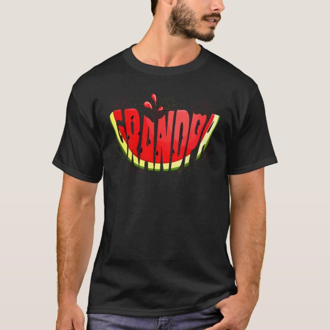 Funny Grandpa Watermelon Tropical Fruit Summer Vac T-Shirt (Vorderseite)