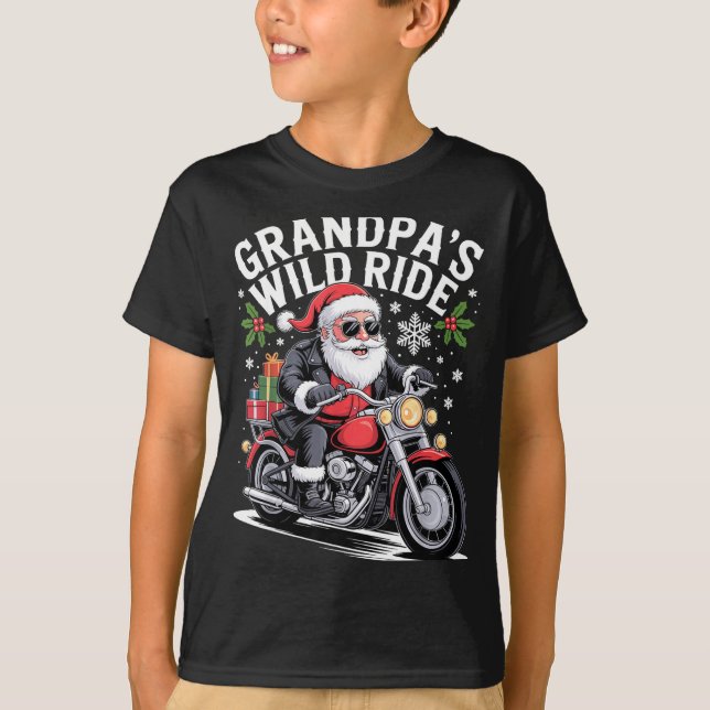 Funny Grandpa's Biker Ride Christmas Motorcycle Sa T-Shirt (Vorderseite)