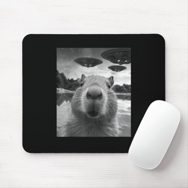 Funny Graphic Capybara Selfie mit UFOs Selfie Mousepad (Mit Mouse)