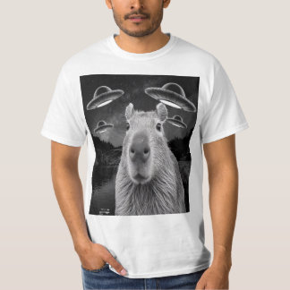 Funny Graphic Capybara Selfie mit UFOs Selfie T-Shirt