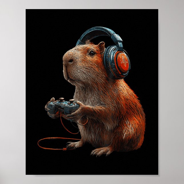 Funny Graphic Capybara Videospiele für Gamer Poster (Vorne)