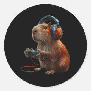 Funny Graphic Capybara Videospiele für Gamer Runder Aufkleber