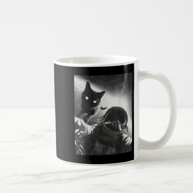 Funny Graphic Cat Astronaut Selfie Funny _1 Kaffeetasse (Rechts)