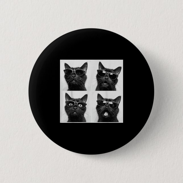 Funny Graphic Cat Fotobooth Selfie Funny _5 Button (Vorderseite)