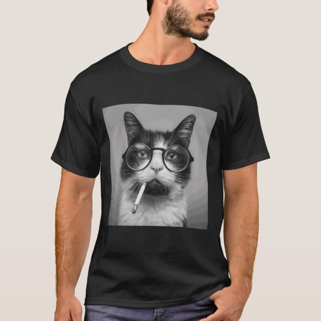 Funny Graphic Cat Rauchen Erwachsene Funny T-Shirt (Vorderseite)