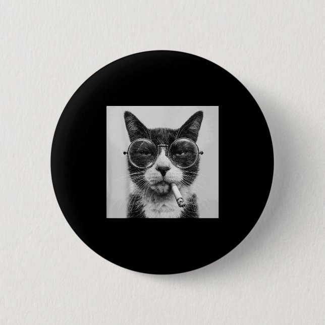 Funny Graphic Cat Smoking Erwachsene Funny _1 Button (Vorderseite)