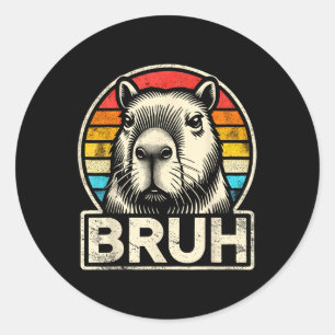 Funny Graphic Meme Capybara Bruh für Jungs Mädchen Runder Aufkleber