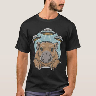 Funny Graphic T-Shirt Capybara Selfie mit UFOs Sel