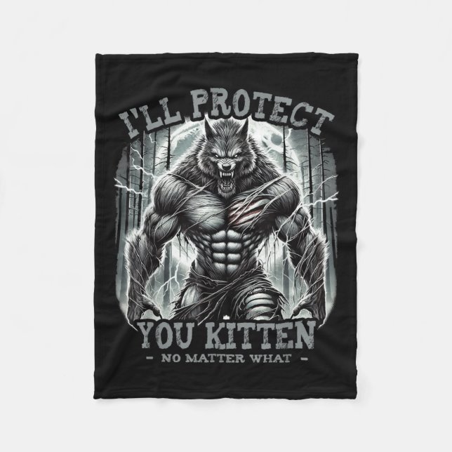 Funny Graphic T-Shirt I ll Protect You Kitten Alph Fleecedecke (Vorderseite)