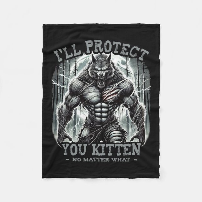 Funny Graphic T-Shirt Ich werde dich schützen Kitt Fleecedecke (Vorderseite)