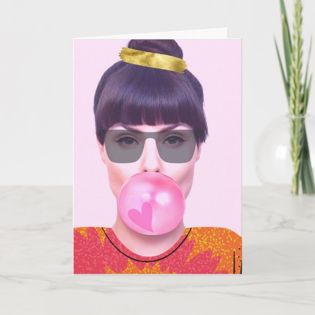 Funny gratuliert Cool Lady Chewing Gum Karte (Vorderseite)