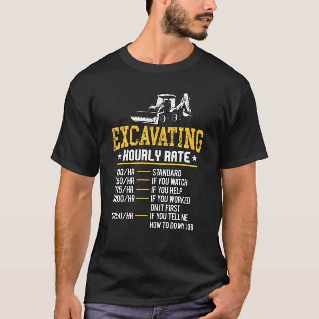 Funny Graving Stundrate Grabmaschine T-Shirt (Vorderseite)