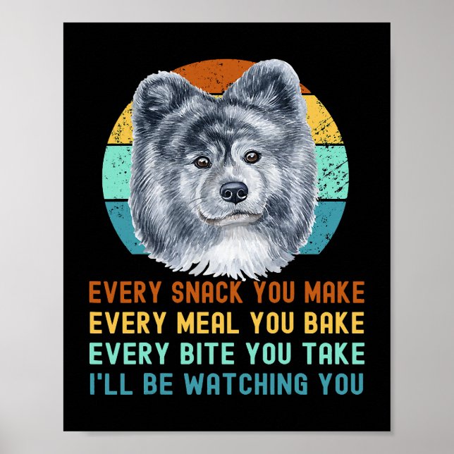 Funny Gray Akita Inu oder Kuma Inu Hund jeden Snac Poster (Vorne)