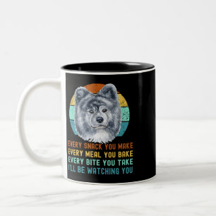 Funny Gray Akita Inu oder Kuma Inu Hund jeden Snac Zweifarbige Tasse