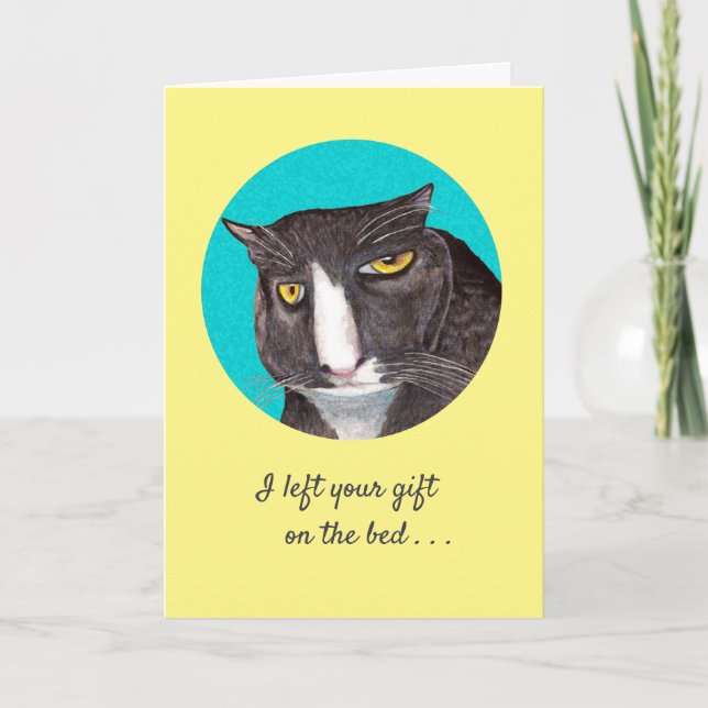 Funny Gray Cat Birthday Grußkarte Karte (Vorderseite)