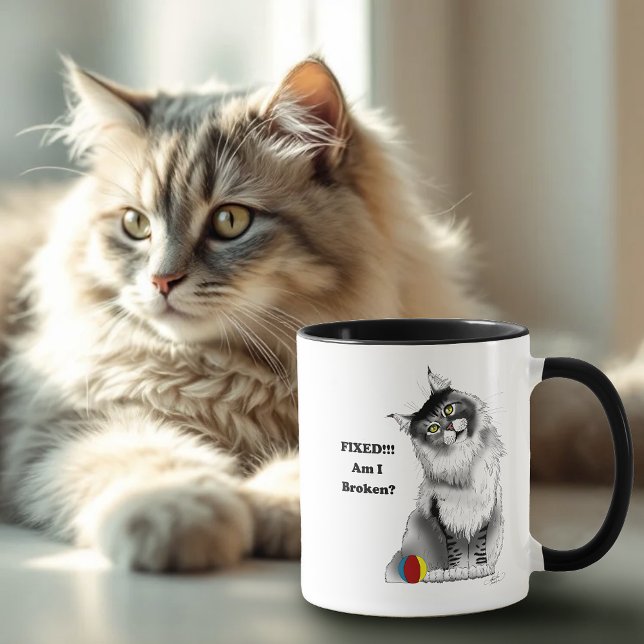 Funny Gray Maine Coon Cat repariert Tasse (Von Creator hochgeladen)