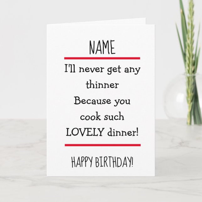 Funny Great Cook Ehefrau Verse Happy Birthday Card Karte (Vorderseite)