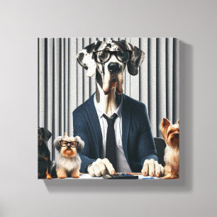 Funny Great Dane Mantle arbeitet Buchhalter Leinwanddruck