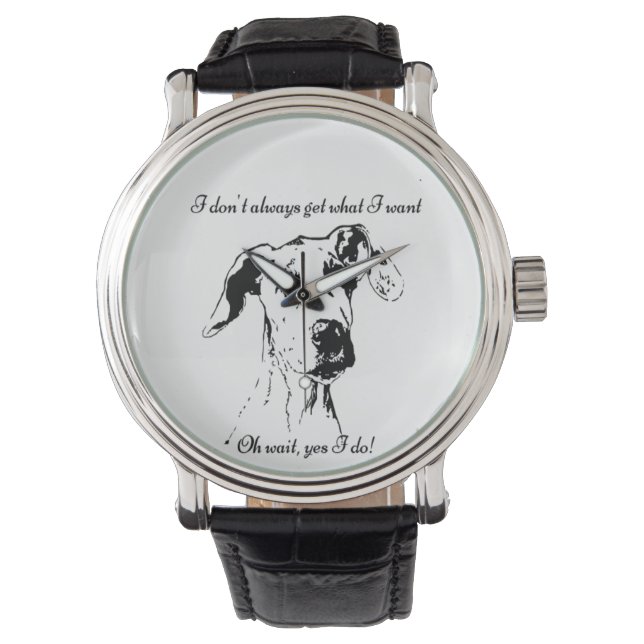 Funny Great Dane verwöhnt Hunde Humor Zitat Armbanduhr (Vorderseite)